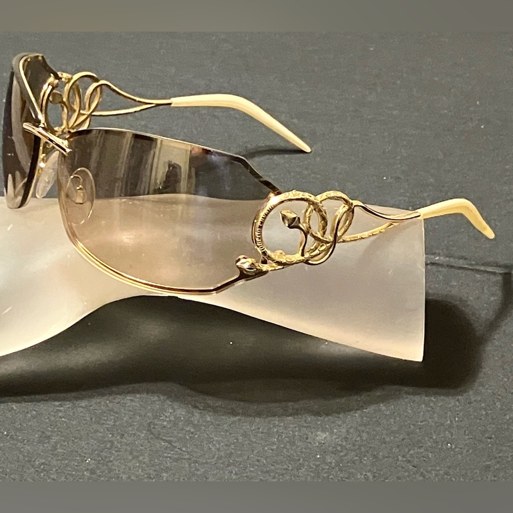 Roberto Cavalli Gold Rimless Sunglasses with Gradient Brown Lenses